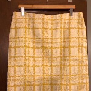 Talbots Yellow & Cream Plaid Pencil Skirt Size 12